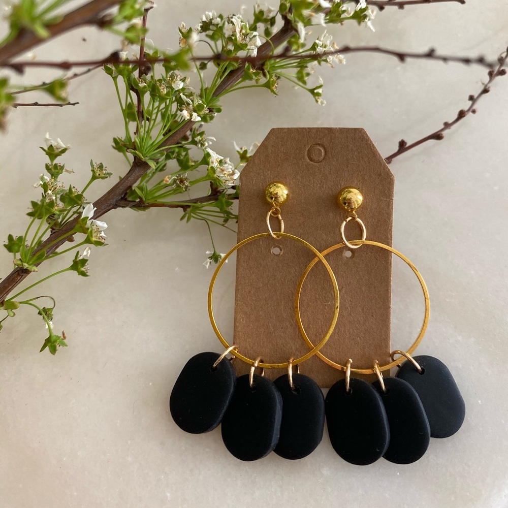 Polymer Clay Dangle Earrings Black